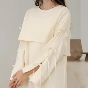 SLEEVE RIBBON SWEAT ONEPIECE