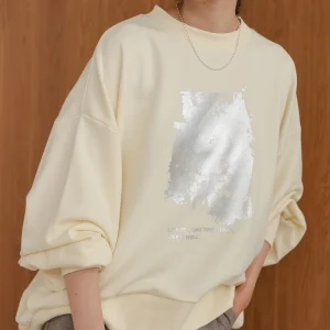 silver print sweat tops