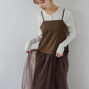 レイヤード風チュールキャミワンピース